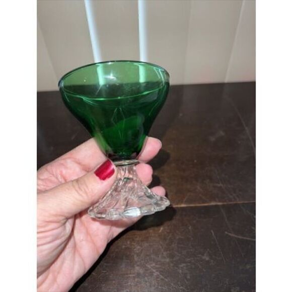 Anchor Hocking Burple **SET OF 2**  Champagne Sherbets Cups Green EXCELLENT - Picture 5 of 7